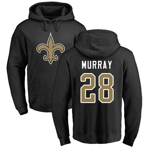 Men New Orleans Saints Black Latavius Murray Name and Number Logo NFL Football #28 Pullover Hoodie Sweatshirts